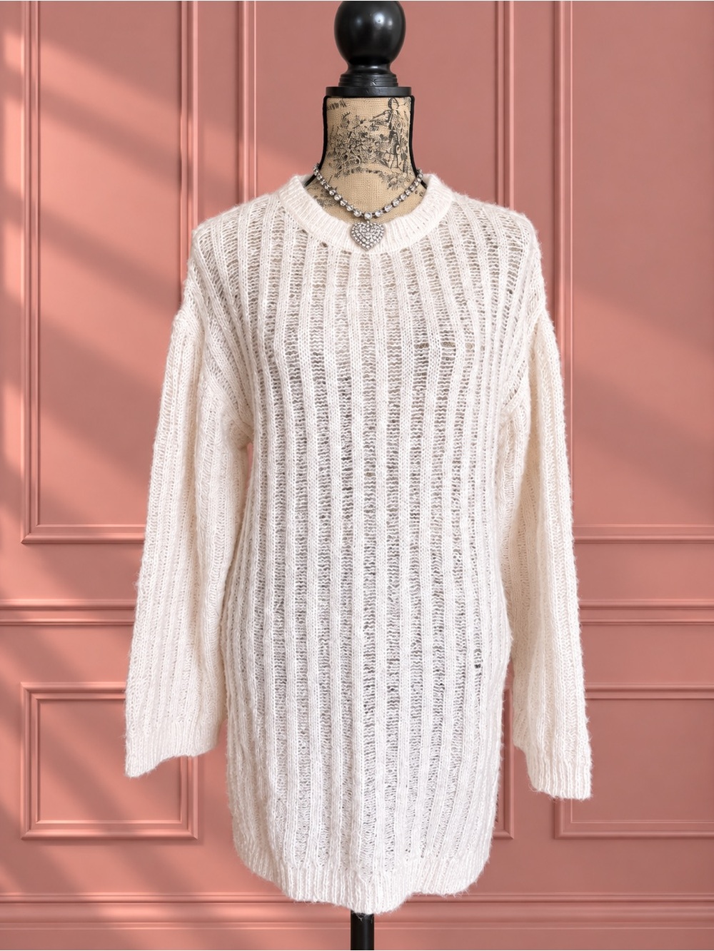 Simons Twik Cream Oversized Knit Longline Sweater Dress